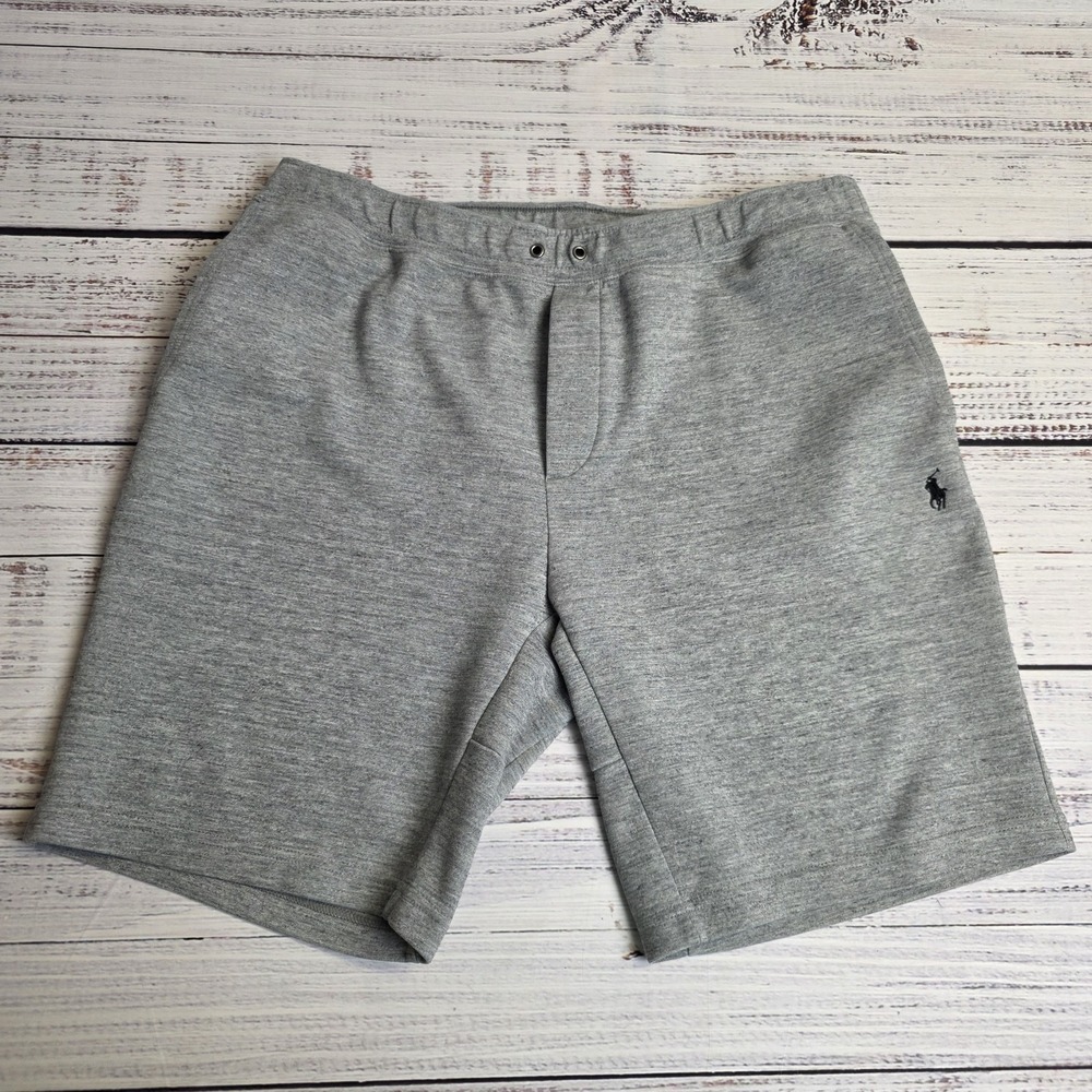 Polo Ralph Lauren Men's 2XL Double Knit Tech Fleece Shorts 10" Gray Poly Cotton
